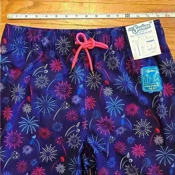 Mr. Swim Men’s Swim Set 2pc Size Medium Fireworks - Picture 10 of 13